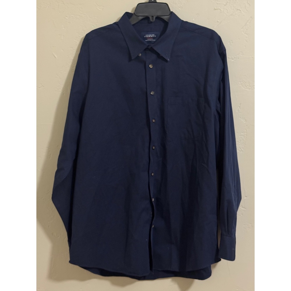 Charles Tyrwhitt Shirt Mens XL Navy Weekend Non Iron Classic Fit Dress Button